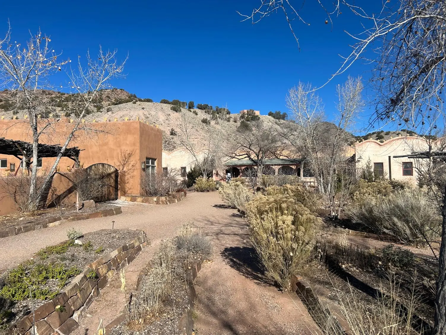 Desert garden in from of the Ojo Caliente resort