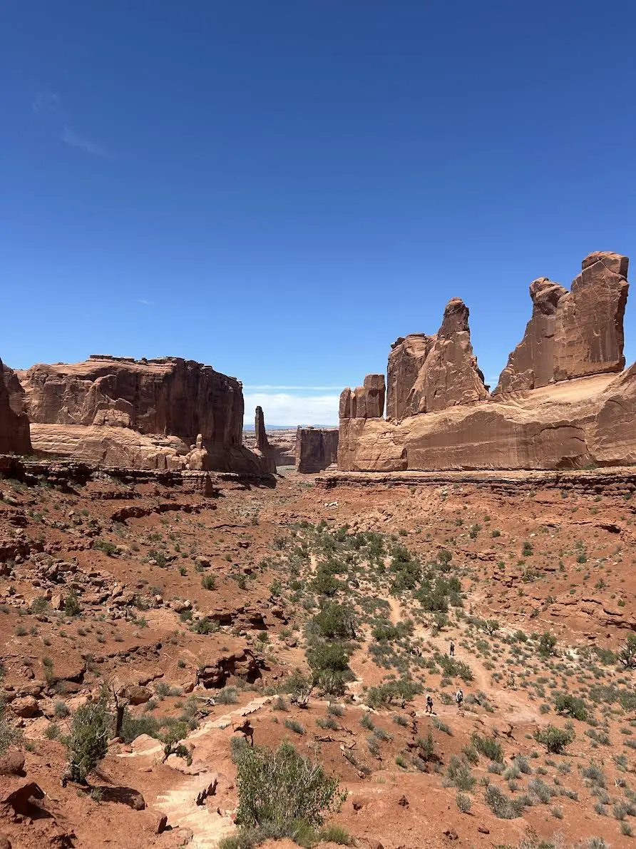 Rock formation valley with sharp peaks on both sides