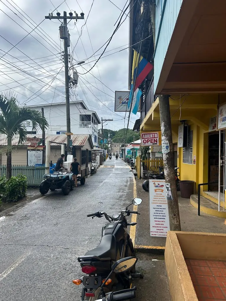 side road of Utila on a sunny day